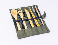 Load image into Gallery viewer, Portable Bamboo STRW Cutlery Set
